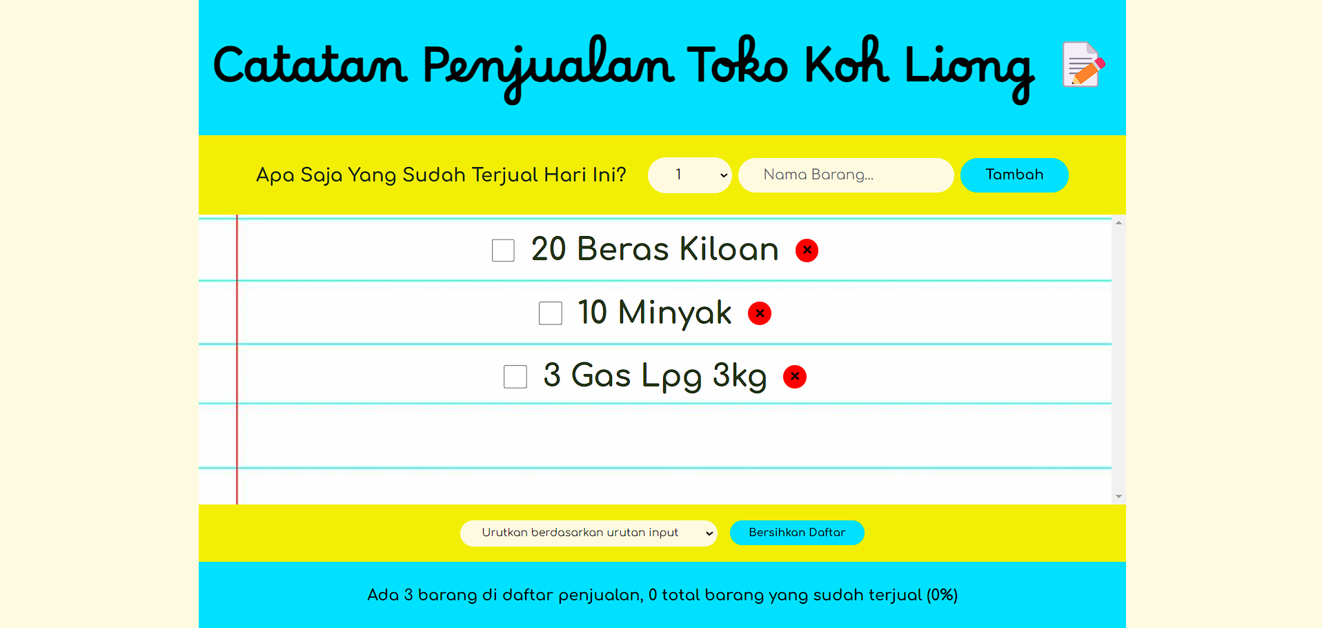 Catatan Penjualan